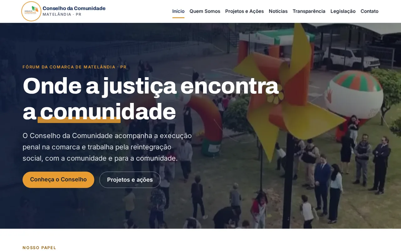 Site do Conselho da Comunidade de Matelândia